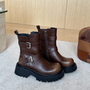 Dames Biker Boots Glad Leer | Enkellaarsjes Damesschoenen Dames