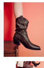 Dames Cowboy Boots Glad Leer | Enkellaarsjes Damesschoenen Dames