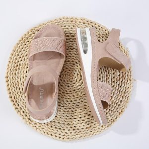 Dames Sandal Met Riempjes Materiaalcombi Leer | Sandalen Damesschoenen Dames