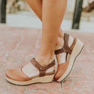 Dames Sandale Met Plateauzool Glad Leer | Sandalen Damesschoenen Dames