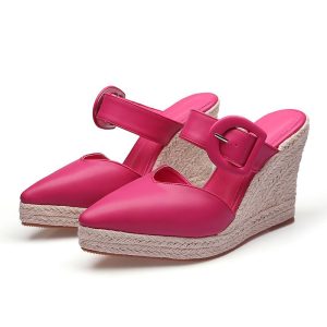 Dames Sandale Met Plateauzool Glad Leer | Sandalen Damesschoenen Dames