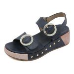 Dames Sandale Met Plateauzool Leer Met Effect | Sandalen Damesschoenen Dames