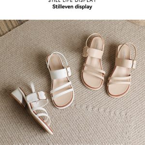 Dames Sandale Met Plateauzool Materiaalcombi Leer | Sandalen Damesschoenen Dames